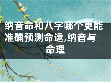 纳音命和八字哪个更能准确预测命运,纳音与命理