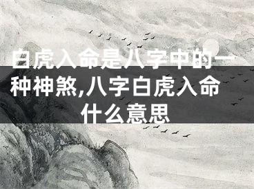 白虎入命是八字中的一种神煞,八字白虎入命什么意思