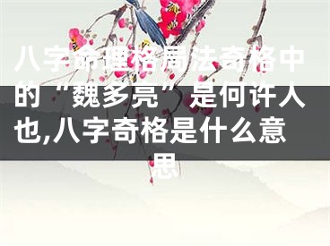 八字命理格局法奇格中的“魏多亮”是何许人也,八字奇格是什么意思