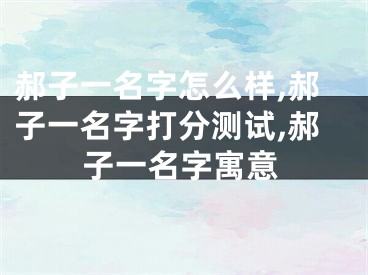 郝子一名字怎么样,郝子一名字打分测试,郝子一名字寓意