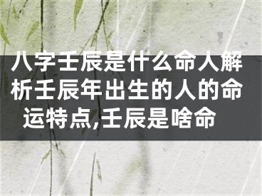八字壬辰是什么命人解析壬辰年出生的人的命运特点,壬辰是啥命