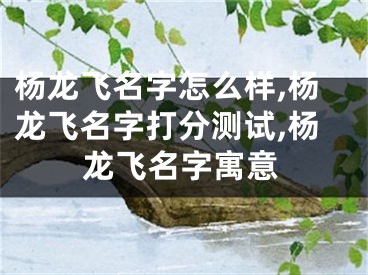 杨龙飞名字怎么样,杨龙飞名字打分测试,杨龙飞名字寓意