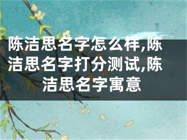 陈洁思名字怎么样,陈洁思名字打分测试,陈洁思名字寓意