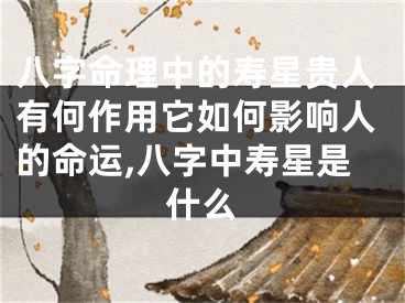 八字命理中的寿星贵人有何作用它如何影响人的命运,八字中寿星是什么