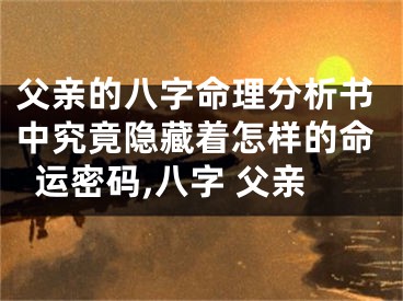 父亲的八字命理分析书中究竟隐藏着怎样的命运密码,八字 父亲