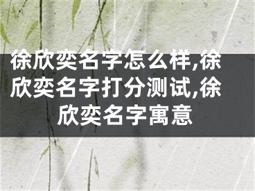 徐欣奕名字怎么样,徐欣奕名字打分测试,徐欣奕名字寓意
