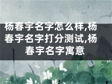 杨春宇名字怎么样,杨春宇名字打分测试,杨春宇名字寓意