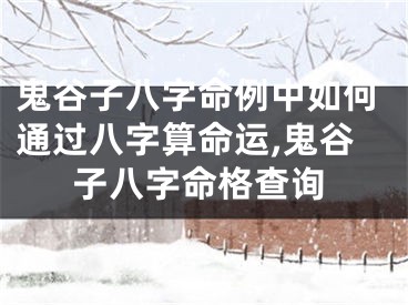 鬼谷子八字命例中如何通过八字算命运,鬼谷子八字命格查询