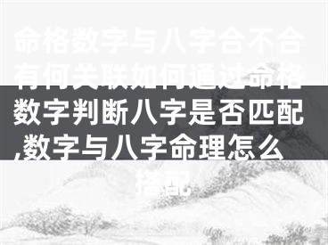 命格数字与八字合不合有何关联如何通过命格数字判断八字是否匹配,数字与八字命理怎么搭配