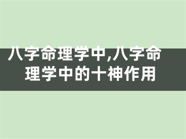 八字命理学中,八字命理学中的十神作用