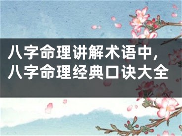 八字命理讲解术语中,八字命理经典口诀大全