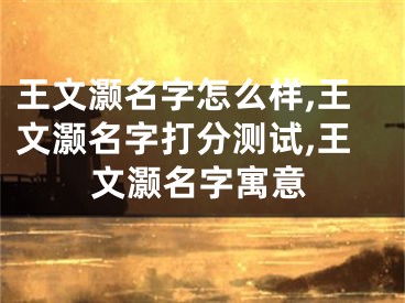 王文灏名字怎么样,王文灏名字打分测试,王文灏名字寓意
