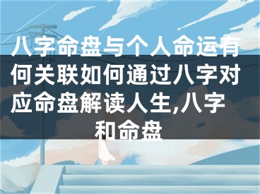 八字命盘与个人命运有何关联如何通过八字对应命盘解读人生,八字和命盘