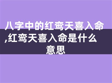 八字中的红鸾天喜入命,红鸾天喜入命是什么意思