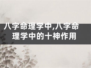 八字命理学中,八字命理学中的十神作用
