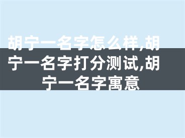 胡宁一名字怎么样,胡宁一名字打分测试,胡宁一名字寓意