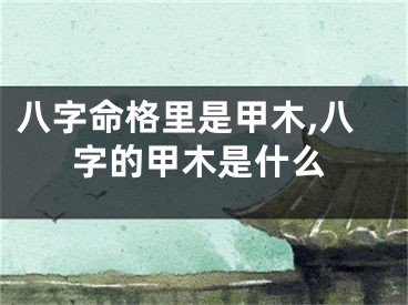 八字命格里是甲木,八字的甲木是什么