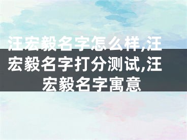 汪宏毅名字怎么样,汪宏毅名字打分测试,汪宏毅名字寓意