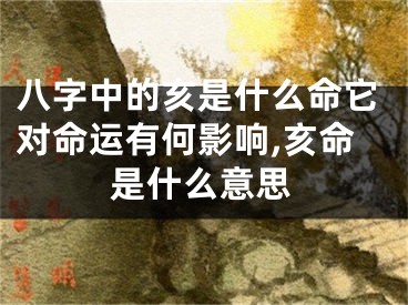 八字中的亥是什么命它对命运有何影响,亥命是什么意思