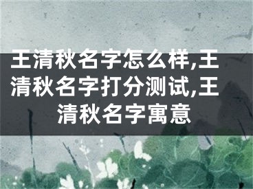王清秋名字怎么样,王清秋名字打分测试,王清秋名字寓意