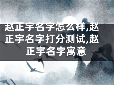 赵正宇名字怎么样,赵正宇名字打分测试,赵正宇名字寓意