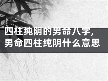 四柱纯阴的男命八字,男命四柱纯阴什么意思