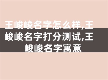 王峻峻名字怎么样,王峻峻名字打分测试,王峻峻名字寓意
