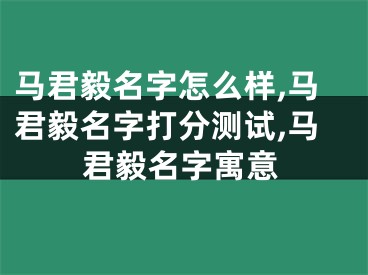 马君毅名字怎么样,马君毅名字打分测试,马君毅名字寓意