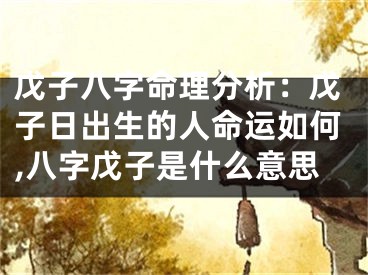 戊子八字命理分析:戊子日出生的人命运如何,八字戊子是什么意思