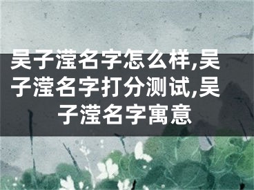 吴子滢名字怎么样,吴子滢名字打分测试,吴子滢名字寓意