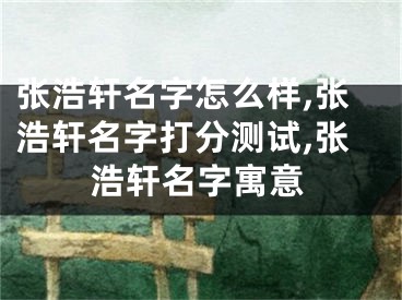 张浩轩名字怎么样,张浩轩名字打分测试,张浩轩名字寓意