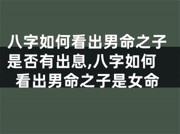 八字如何看出男命之子是否有出息,八字如何看出男命之子是女命