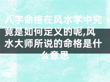 八字命格在风水学中究竟是如何定义的呢,风水大师所说的命格是什么意思