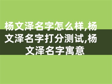 杨文泽名字怎么样,杨文泽名字打分测试,杨文泽名字寓意