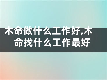 木命做什么工作好,木命找什么工作最好