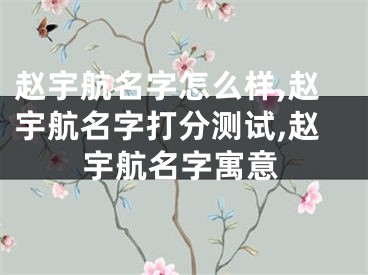 赵宇航名字怎么样,赵宇航名字打分测试,赵宇航名字寓意