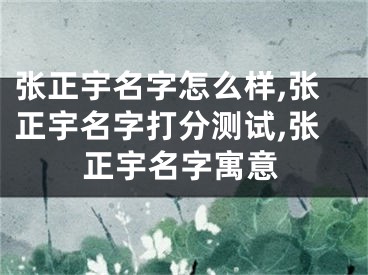 张正宇名字怎么样,张正宇名字打分测试,张正宇名字寓意