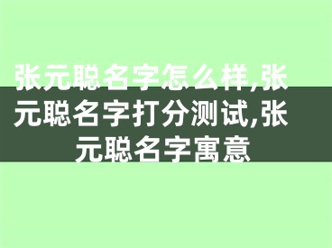 张元聪名字怎么样,张元聪名字打分测试,张元聪名字寓意