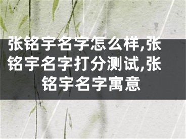 张铭宇名字怎么样,张铭宇名字打分测试,张铭宇名字寓意