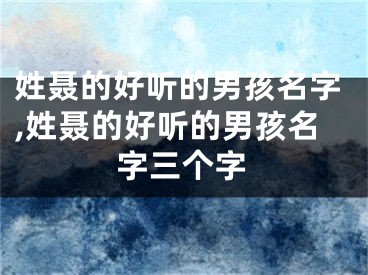 姓聂的好听的男孩名字,姓聂的好听的男孩名字三个字