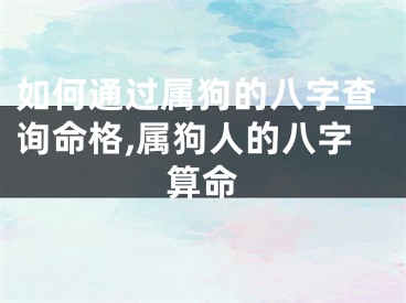 如何通过属狗的八字查询命格,属狗人的八字算命