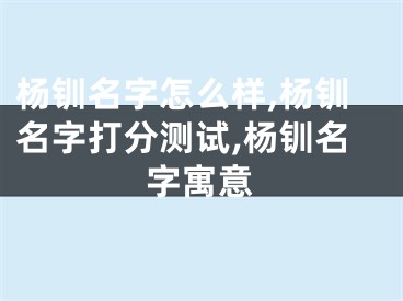 杨钏名字怎么样,杨钏名字打分测试,杨钏名字寓意