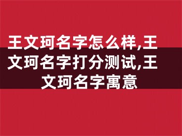 王文珂名字怎么样,王文珂名字打分测试,王文珂名字寓意