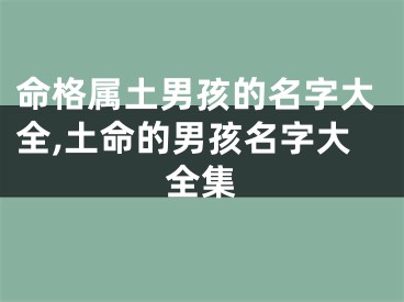 命格属土男孩的名字大全,土命的男孩名字大全集