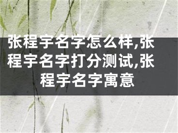 张程宇名字怎么样,张程宇名字打分测试,张程宇名字寓意