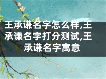 王承谦名字怎么样,王承谦名字打分测试,王承谦名字寓意