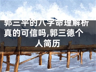 郭三平的八字命理解析真的可信吗,郭三德个人简历