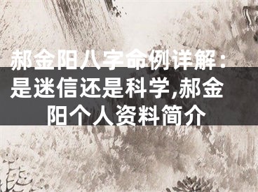 郝金阳八字命例详解：是迷信还是科学,郝金阳个人资料简介