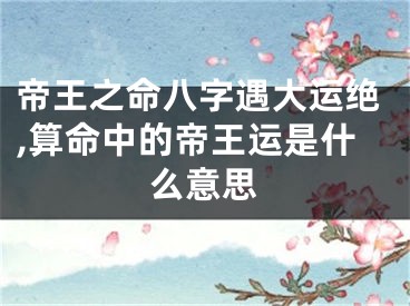 帝王之命八字遇大运绝,算命中的帝王运是什么意思