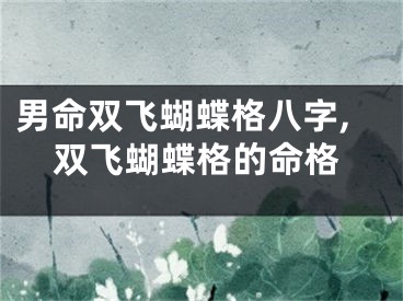 男命双飞蝴蝶格八字,双飞蝴蝶格的命格